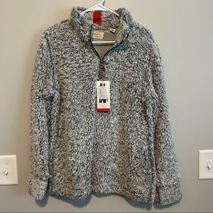 NWT Weatherproof Sherpa Grey Quarter Zip Sweater Medium
